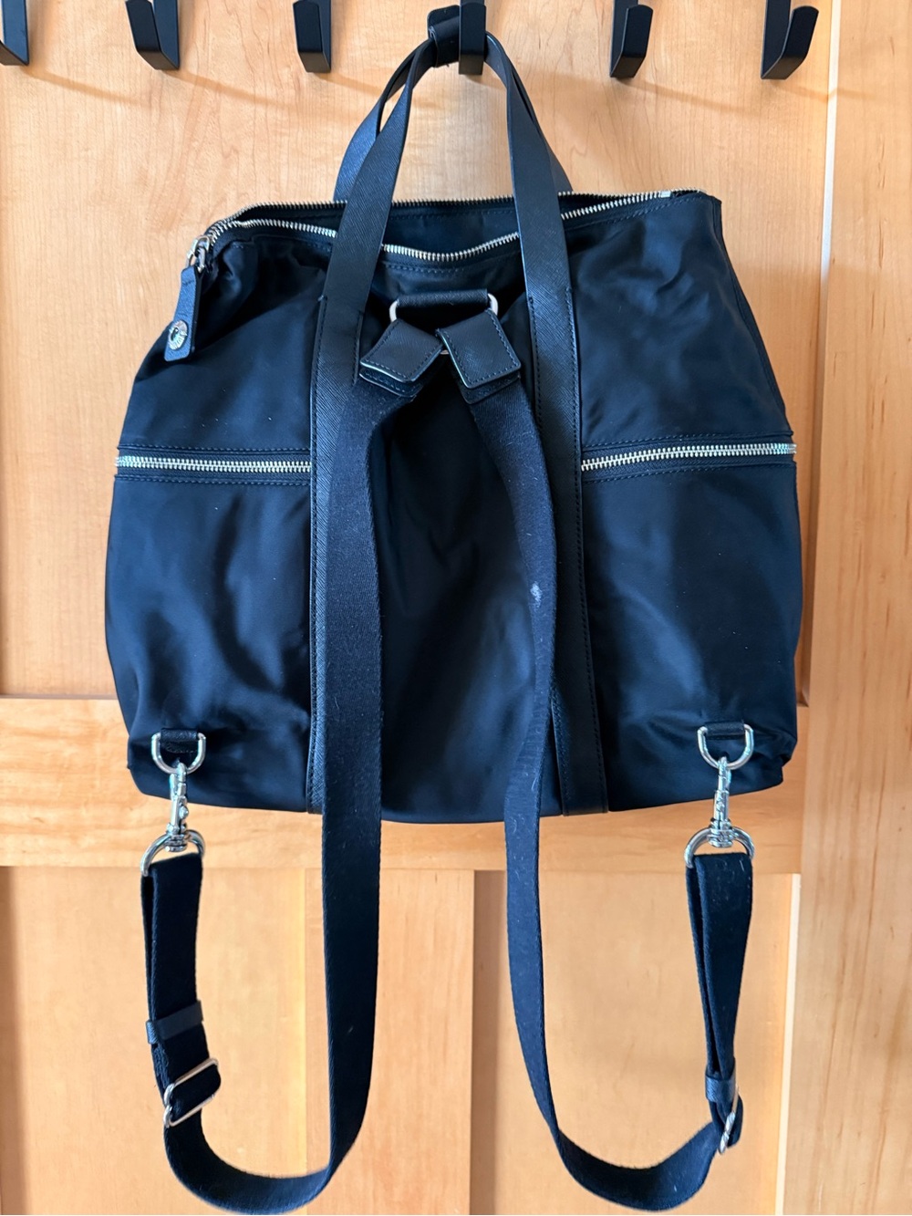 henri bendel Black Nylon Backpack Tote with Silver Hardware- perfect condition - Picture 4 of 10